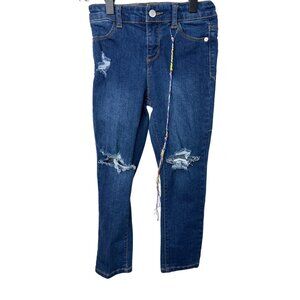 DKNY Girls Size 5 Ripped Skinny Jeans 💙 Stretch Blue Denim Distressed